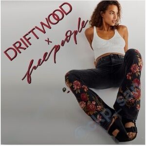 Free People x Driftwood Farrah Embroidered Flare Jeans Sz 31